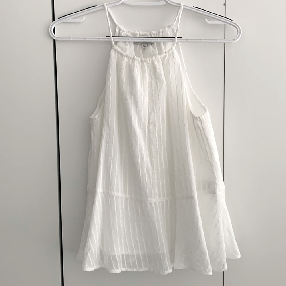 Joie Juneaux Halter Top Keyhole Peplum Stripe In Porcelain